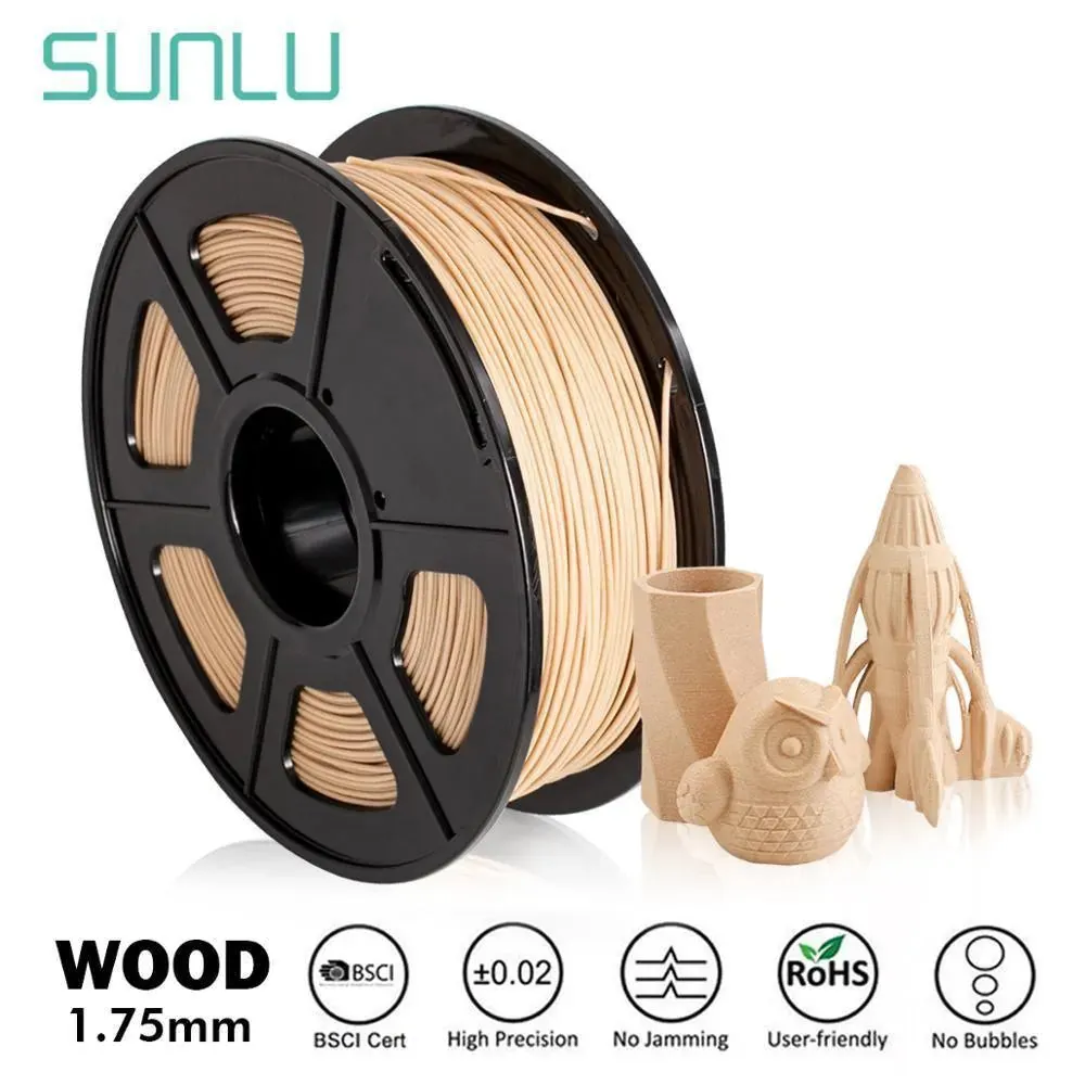 SUNLU Wood Fibre PLA Filament: Make great wood effect prints, 1.75mm 1kg/2.2lb Spool for 3D Printer