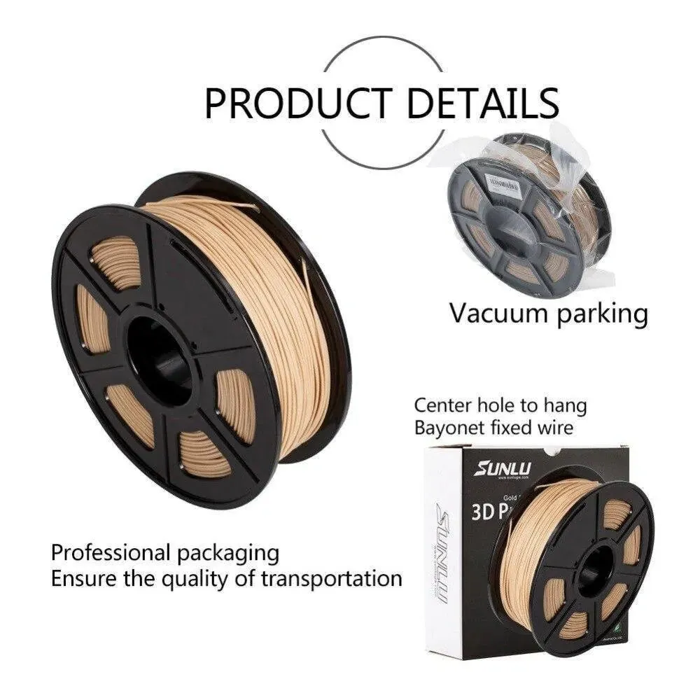 SUNLU Wood Fibre PLA Filament: Make great wood effect prints, 1.75mm 1kg/2.2lb Spool for 3D Printer