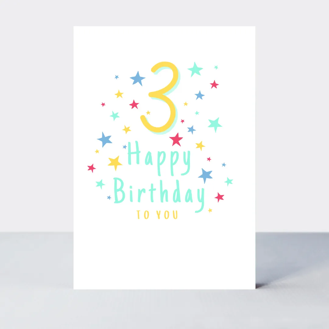 Super Stars Age 3 Birthday Card