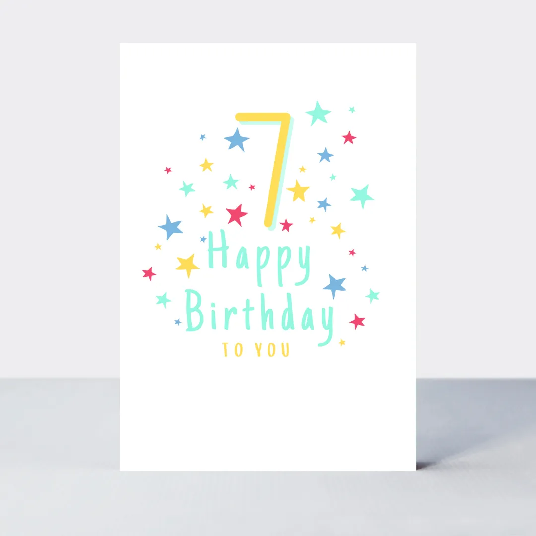 Super Stars Age 7 Birthday Card
