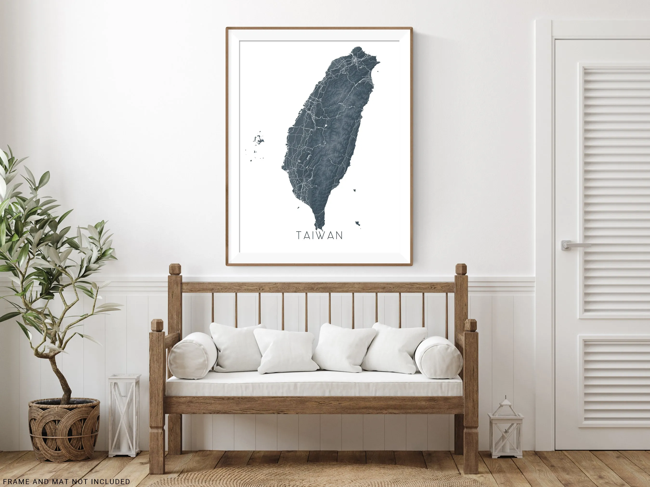 Taiwan Map Print Poster - Country Map of Taiwan Wall Art Prints, Topographic Asia Road Maps