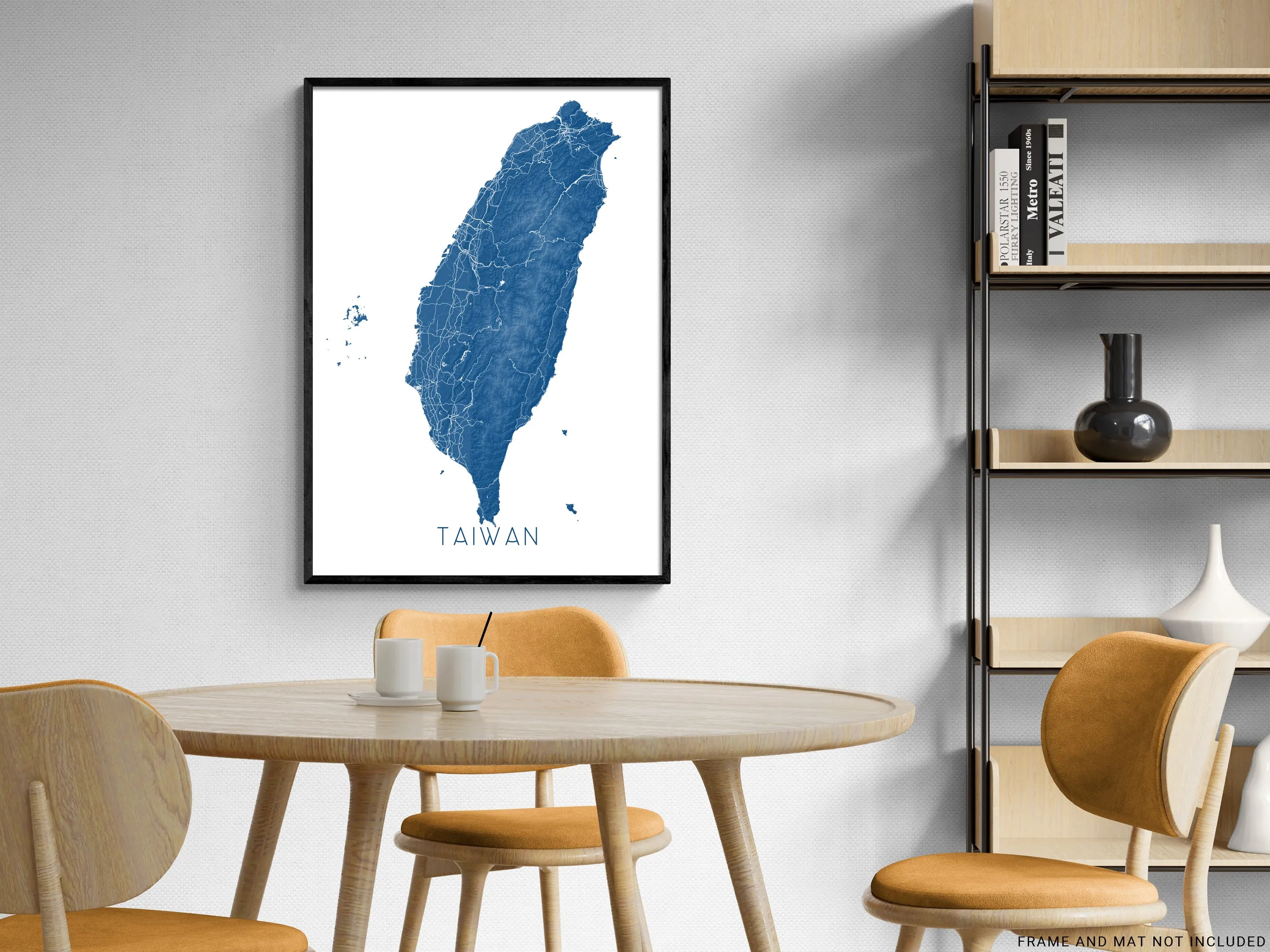 Taiwan Map Print Poster - Country Map of Taiwan Wall Art Prints, Topographic Asia Road Maps
