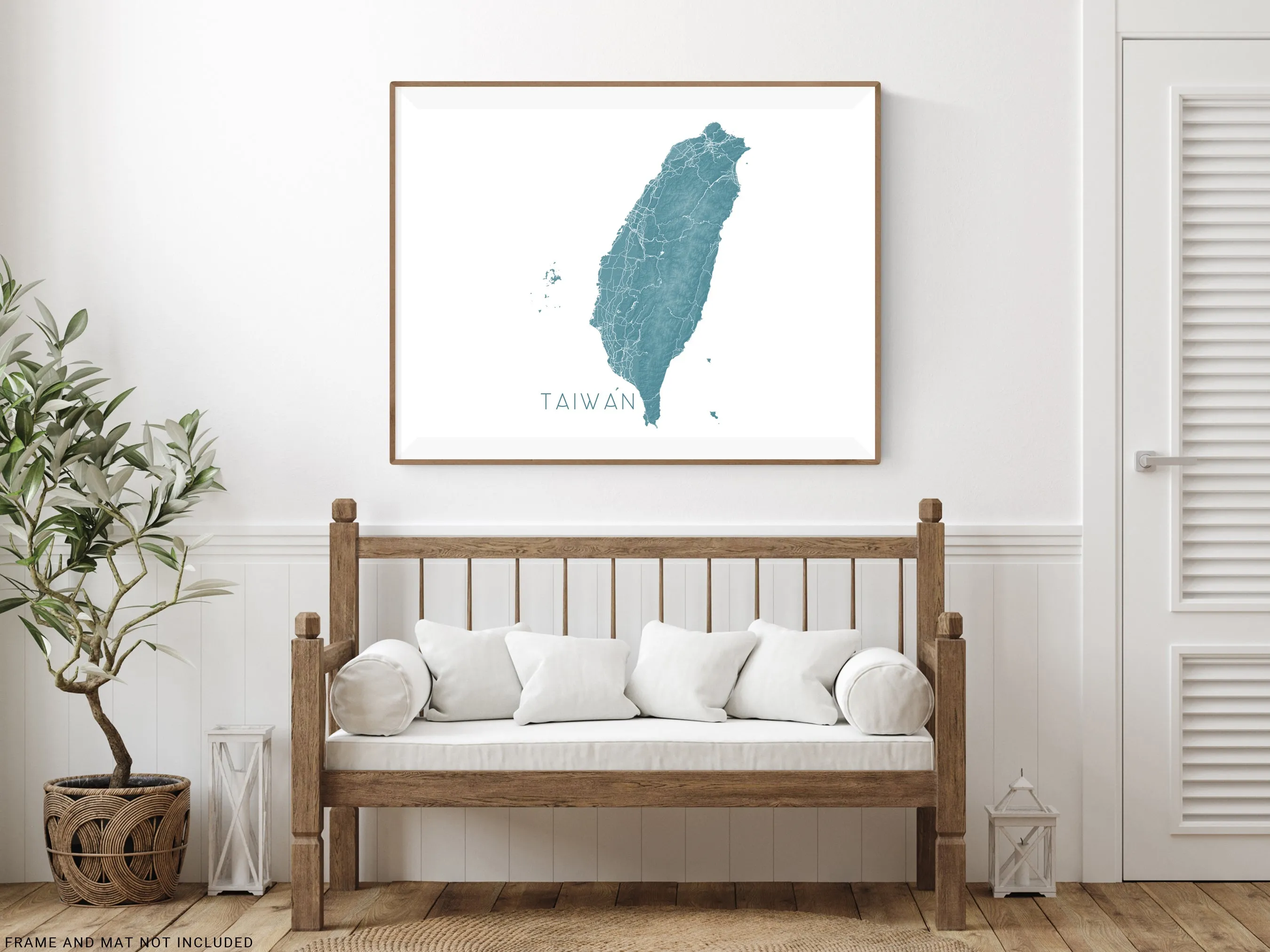 Taiwan Map Print Poster - Country Map of Taiwan Wall Art Prints, Topographic Asia Road Maps