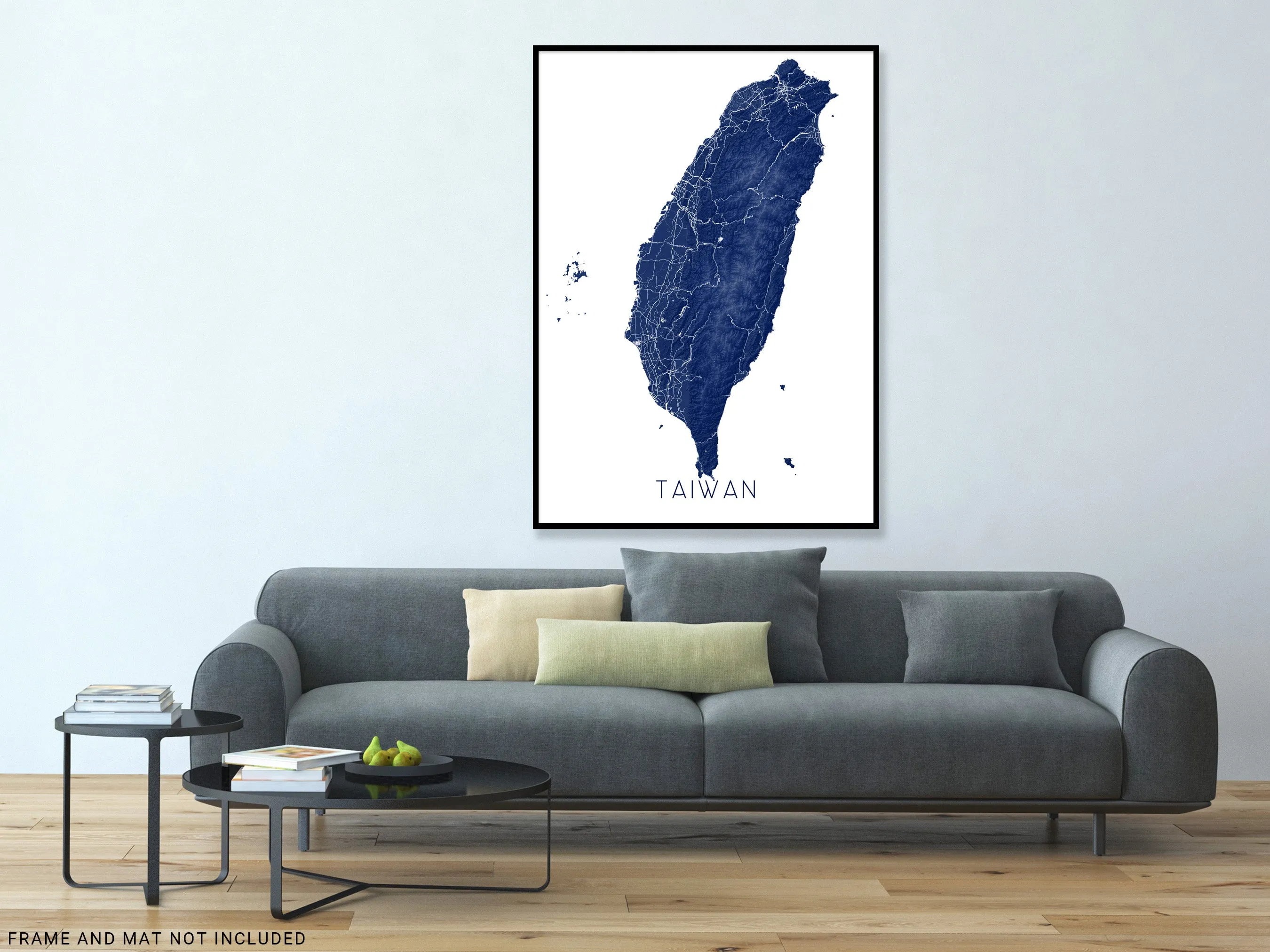 Taiwan Map Print Poster - Country Map of Taiwan Wall Art Prints, Topographic Asia Road Maps