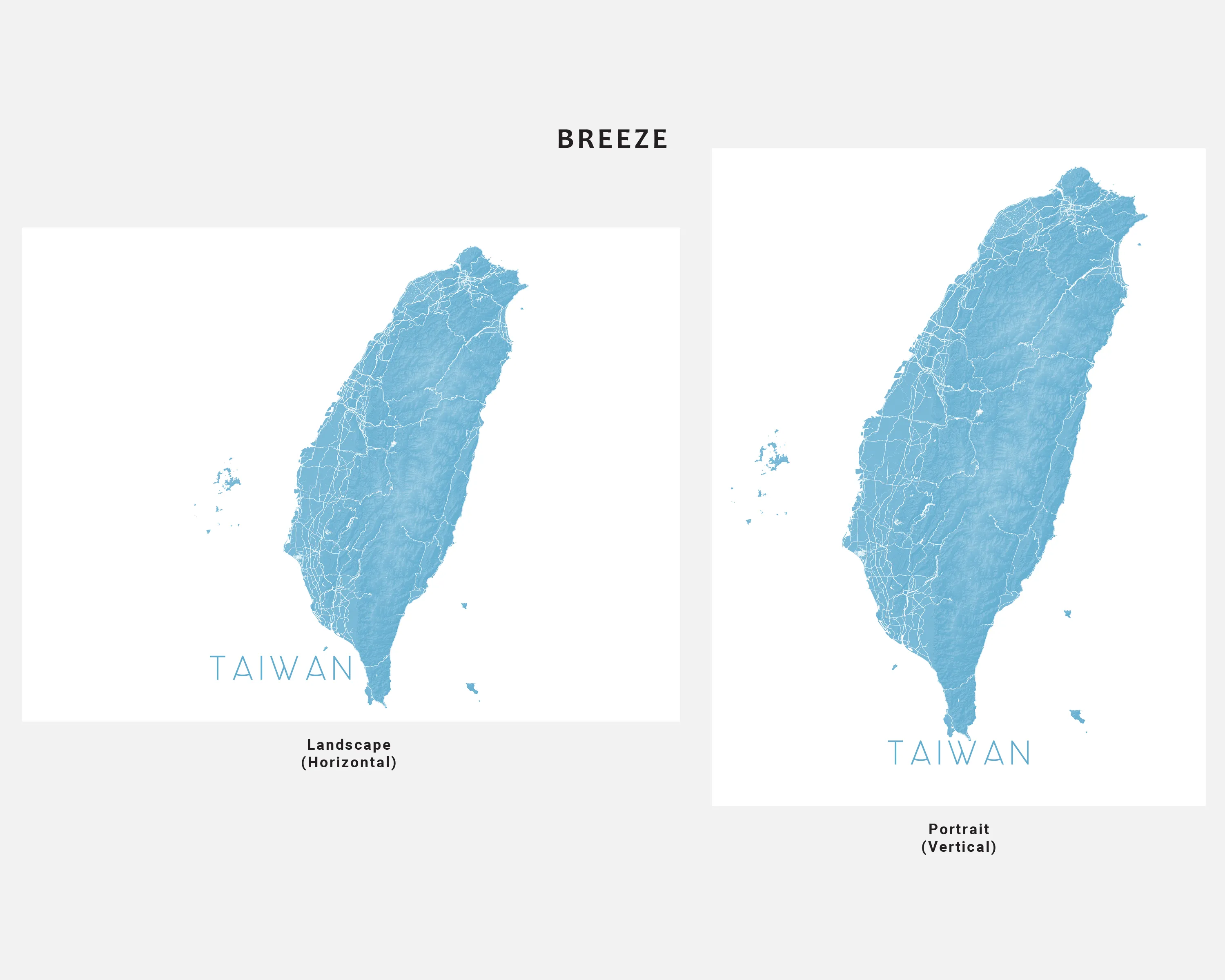 Taiwan Map Print Poster - Country Map of Taiwan Wall Art Prints, Topographic Asia Road Maps