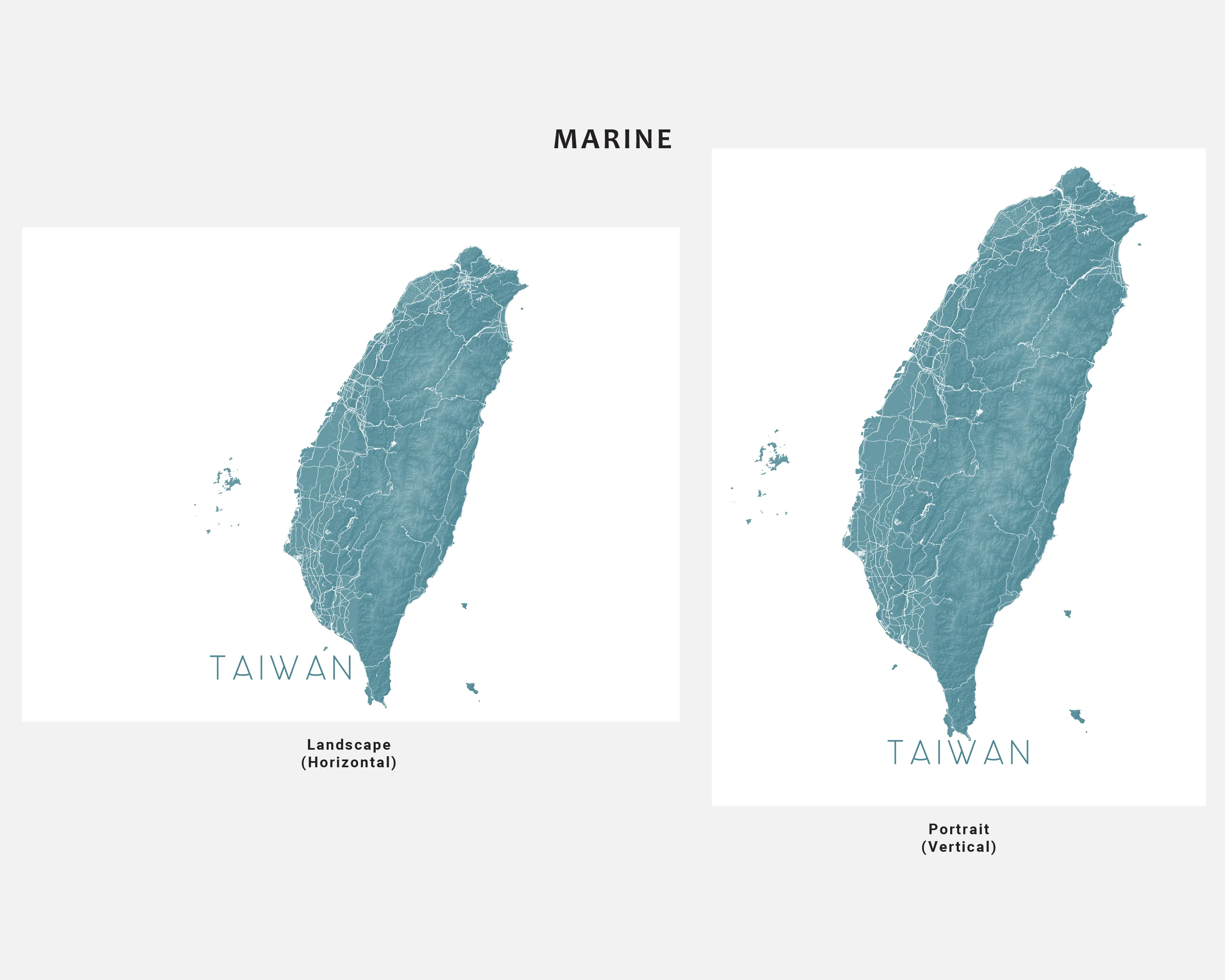 Taiwan Map Print Poster - Country Map of Taiwan Wall Art Prints, Topographic Asia Road Maps