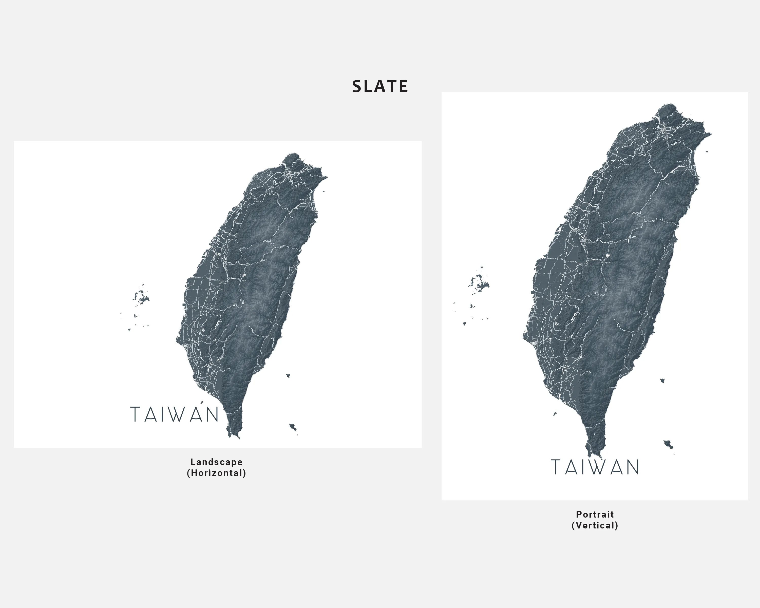 Taiwan Map Print Poster - Country Map of Taiwan Wall Art Prints, Topographic Asia Road Maps