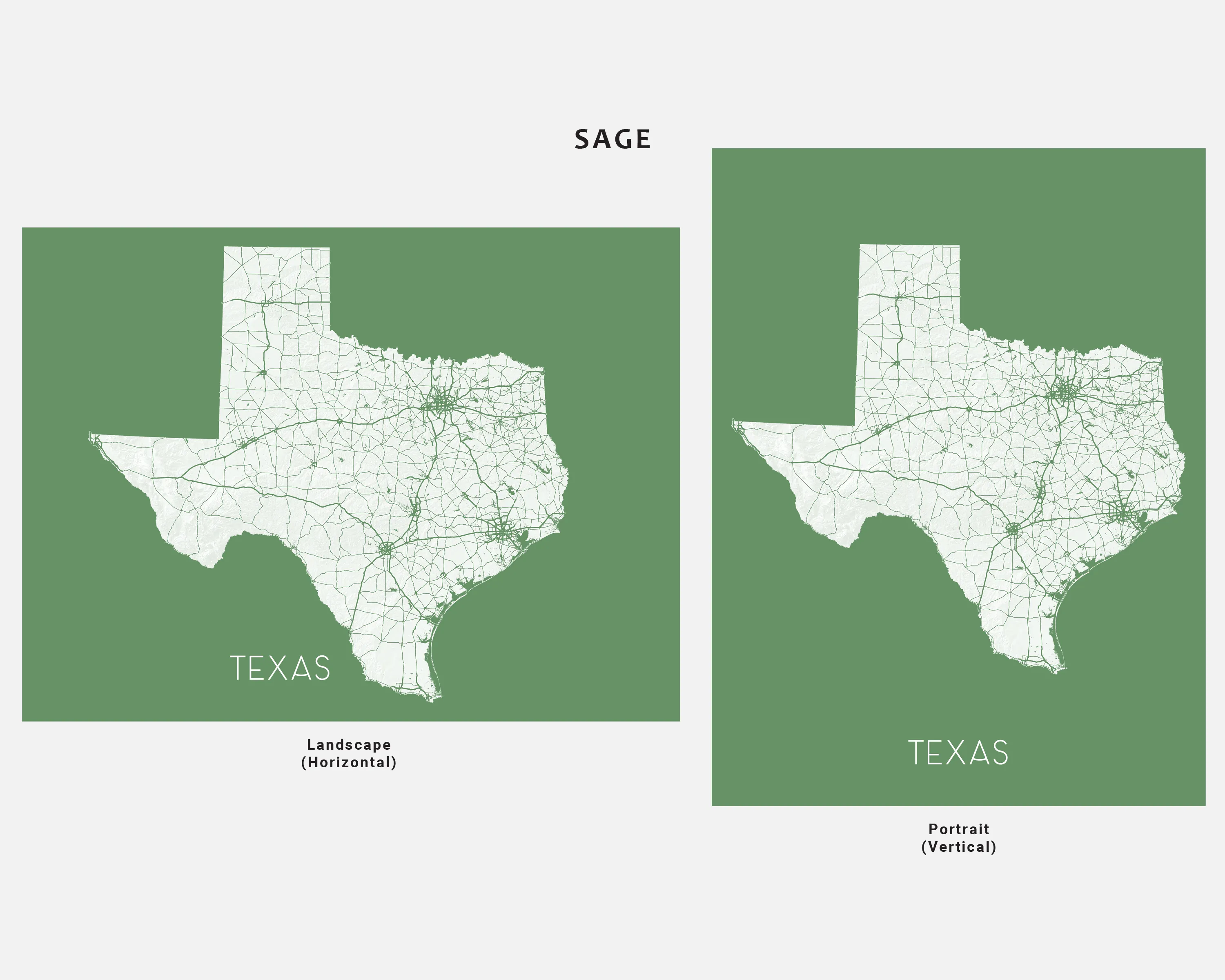 Texas Map Wall Art Print, TX State Poster with Roads, Colorful Background