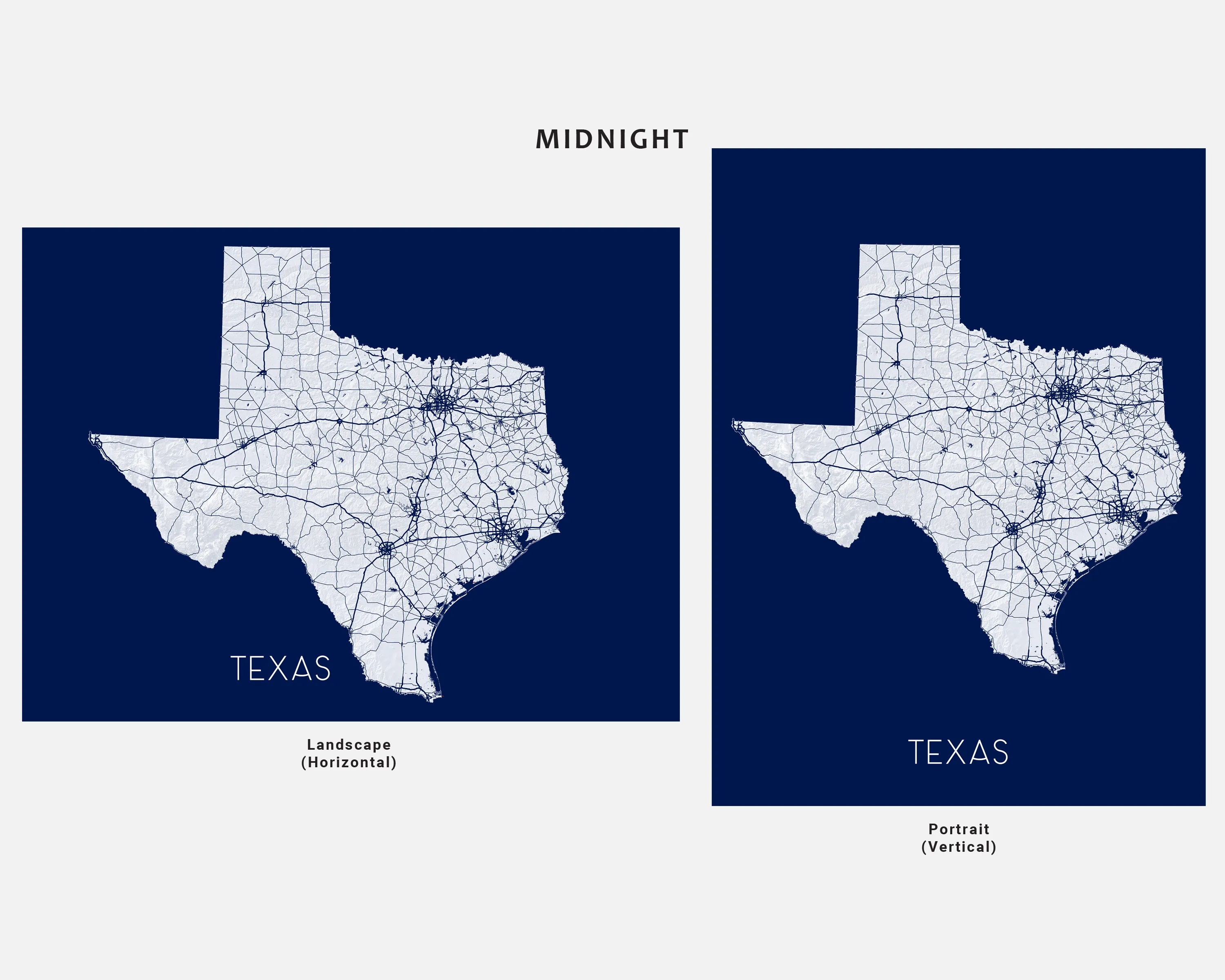 Texas Map Wall Art Print, TX State Poster with Roads, Colorful Background