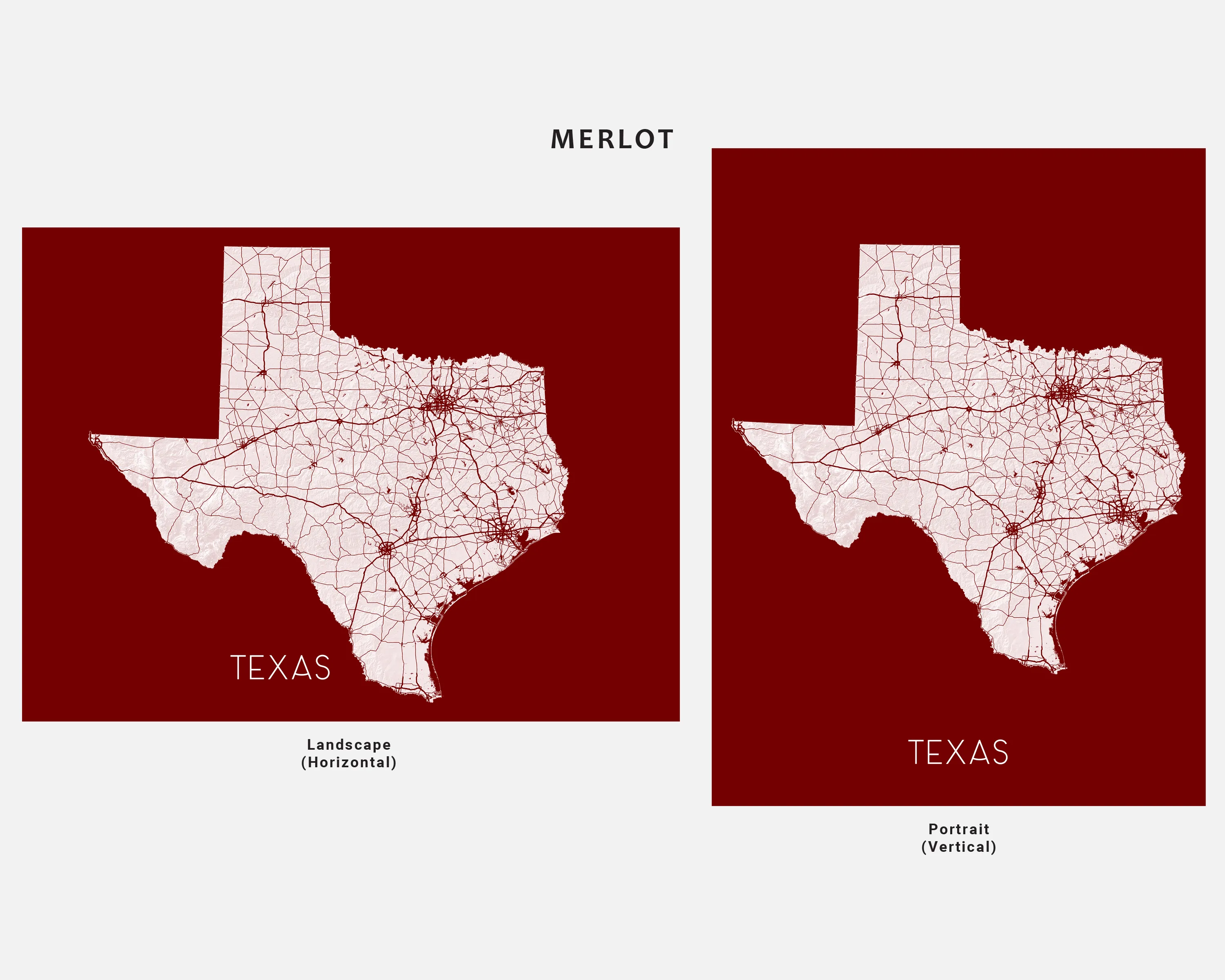 Texas Map Wall Art Print, TX State Poster with Roads, Colorful Background