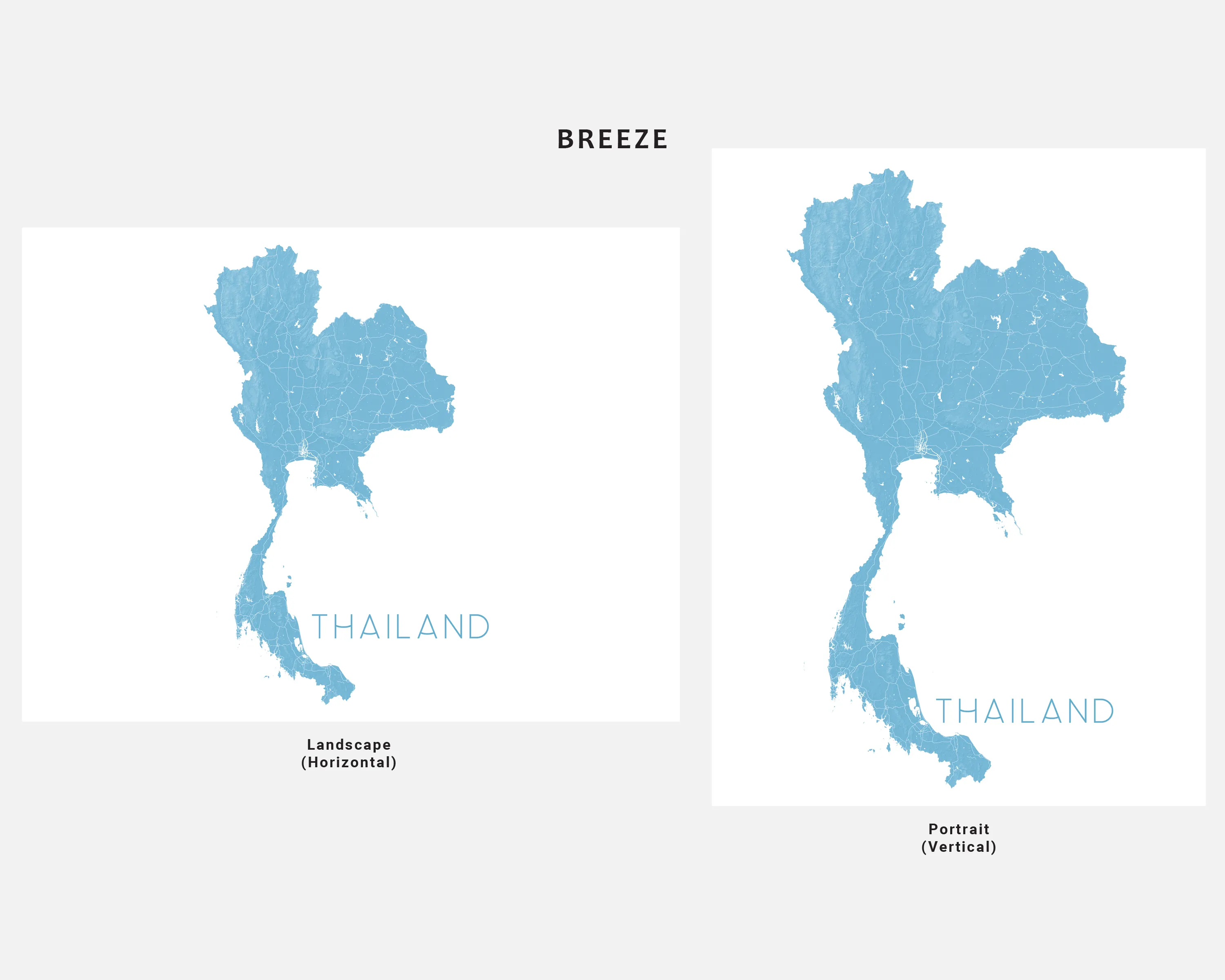 Thailand Map Print - Map of Thailand Wall Art Poster, Country Maps, Bangkok Phuket Chiang Mai