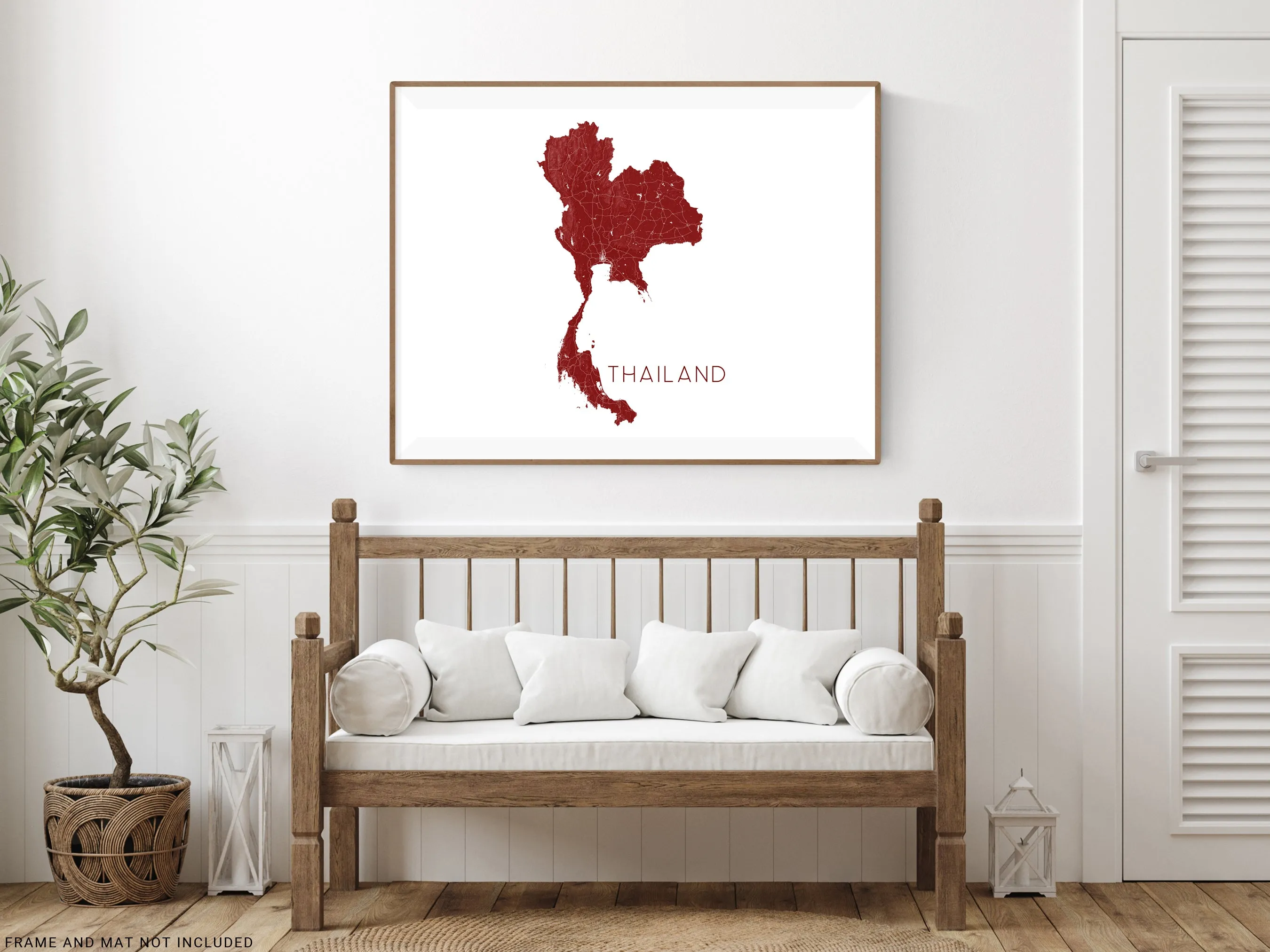 Thailand Map Print - Map of Thailand Wall Art Poster, Country Maps, Bangkok Phuket Chiang Mai