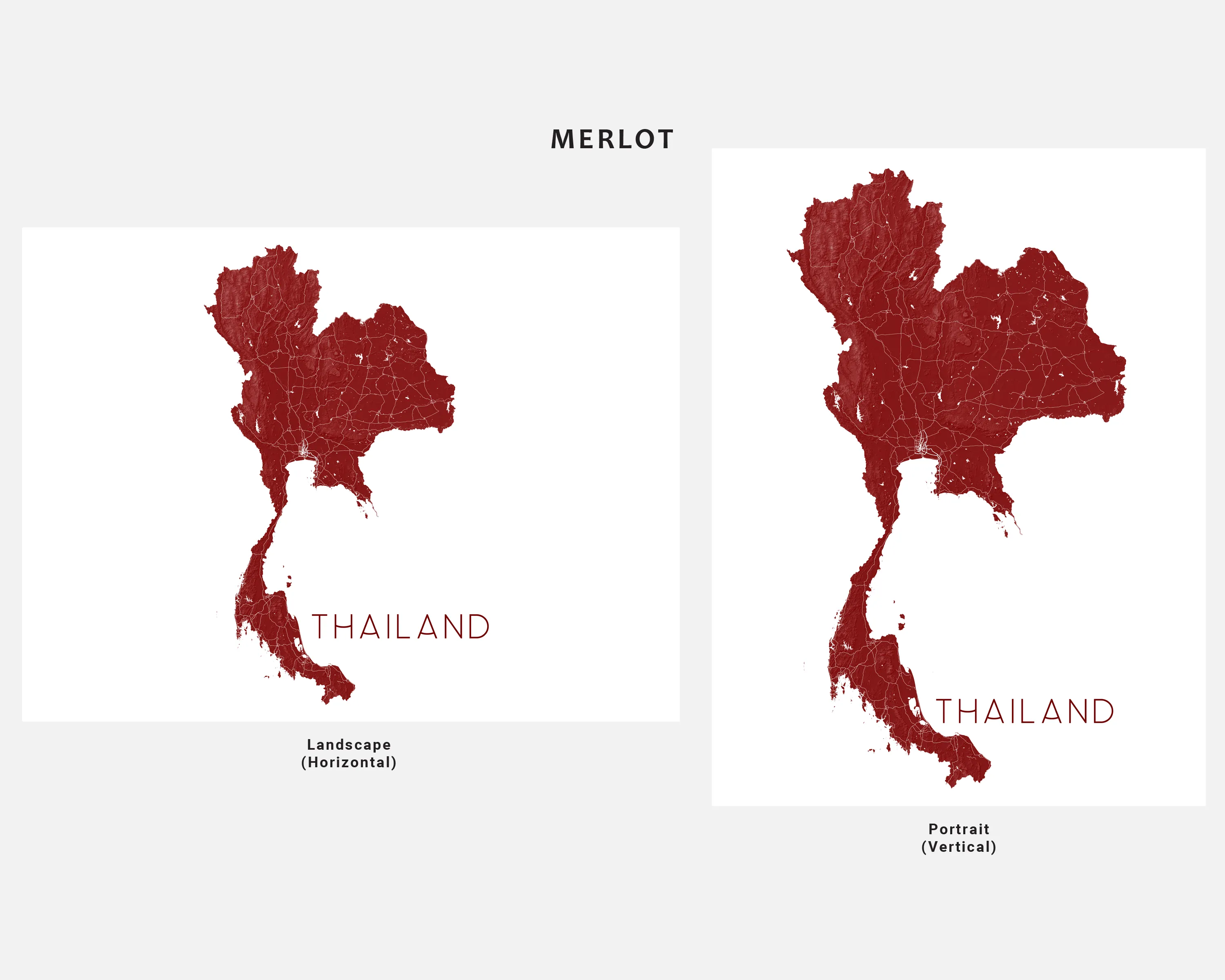Thailand Map Print - Map of Thailand Wall Art Poster, Country Maps, Bangkok Phuket Chiang Mai