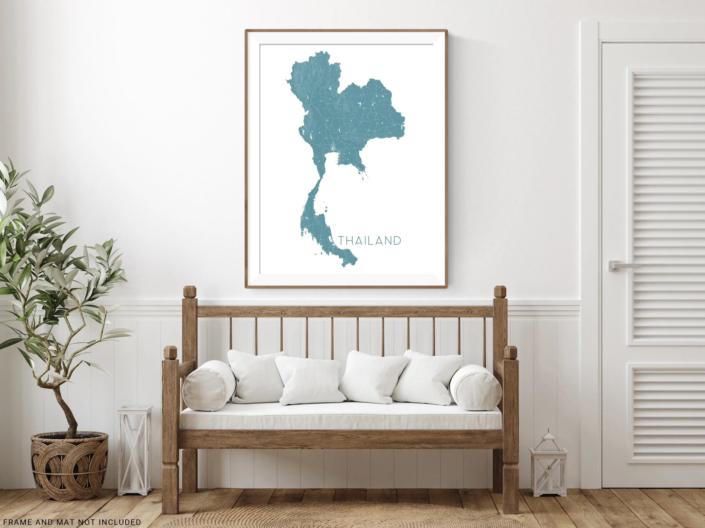 Thailand Map Print - Map of Thailand Wall Art Poster, Country Maps, Bangkok Phuket Chiang Mai