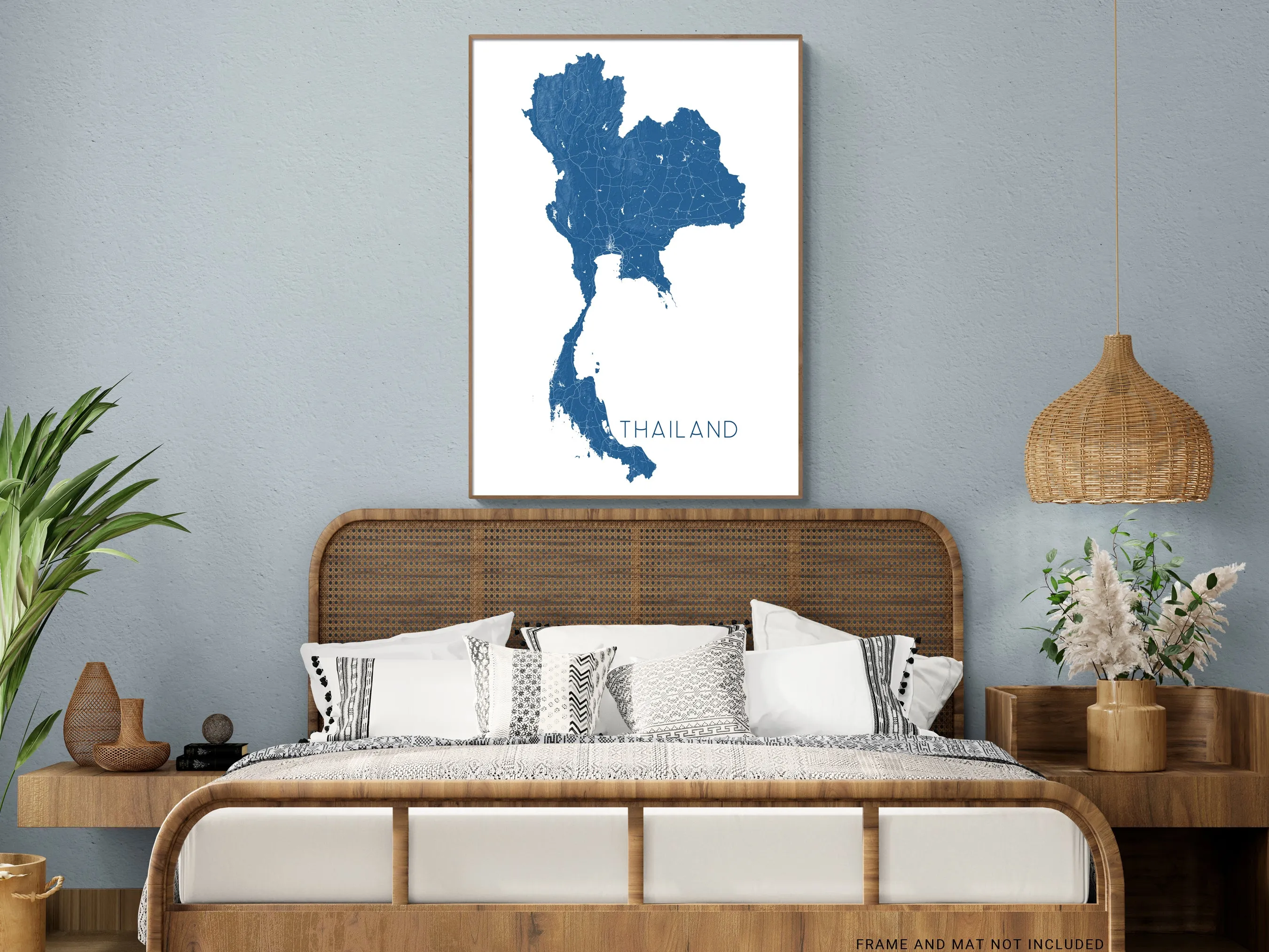Thailand Map Print - Map of Thailand Wall Art Poster, Country Maps, Bangkok Phuket Chiang Mai