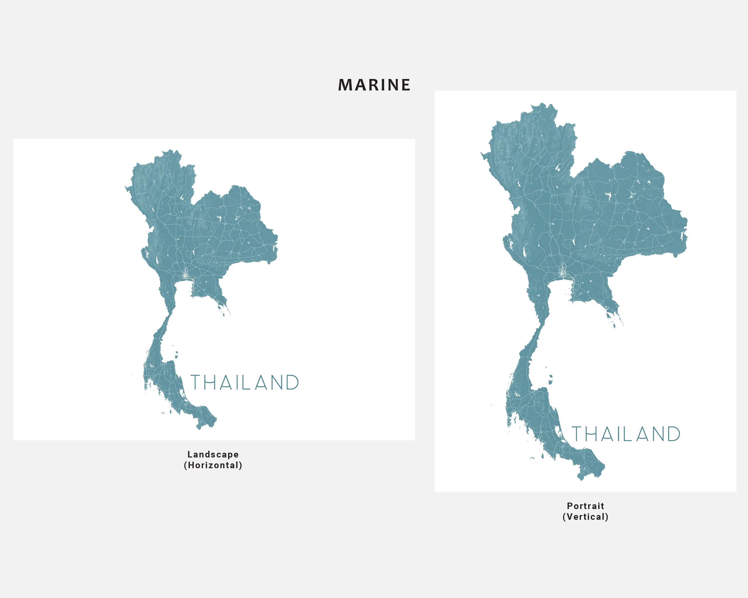 Thailand Map Print - Map of Thailand Wall Art Poster, Country Maps, Bangkok Phuket Chiang Mai