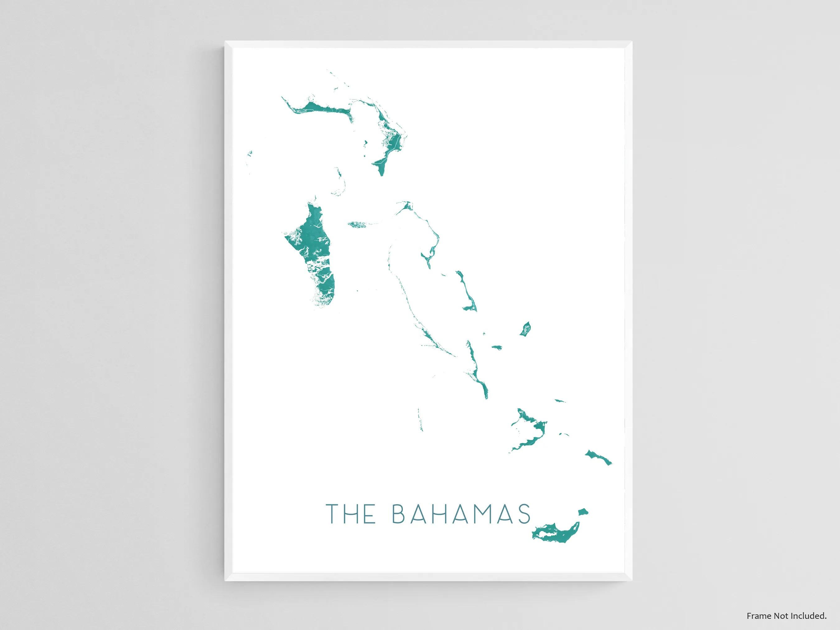 The Bahamas Map Wall Art Print, Turquoise Caribbean Islands Poster, Eleuthera, Exuma, Abacos
