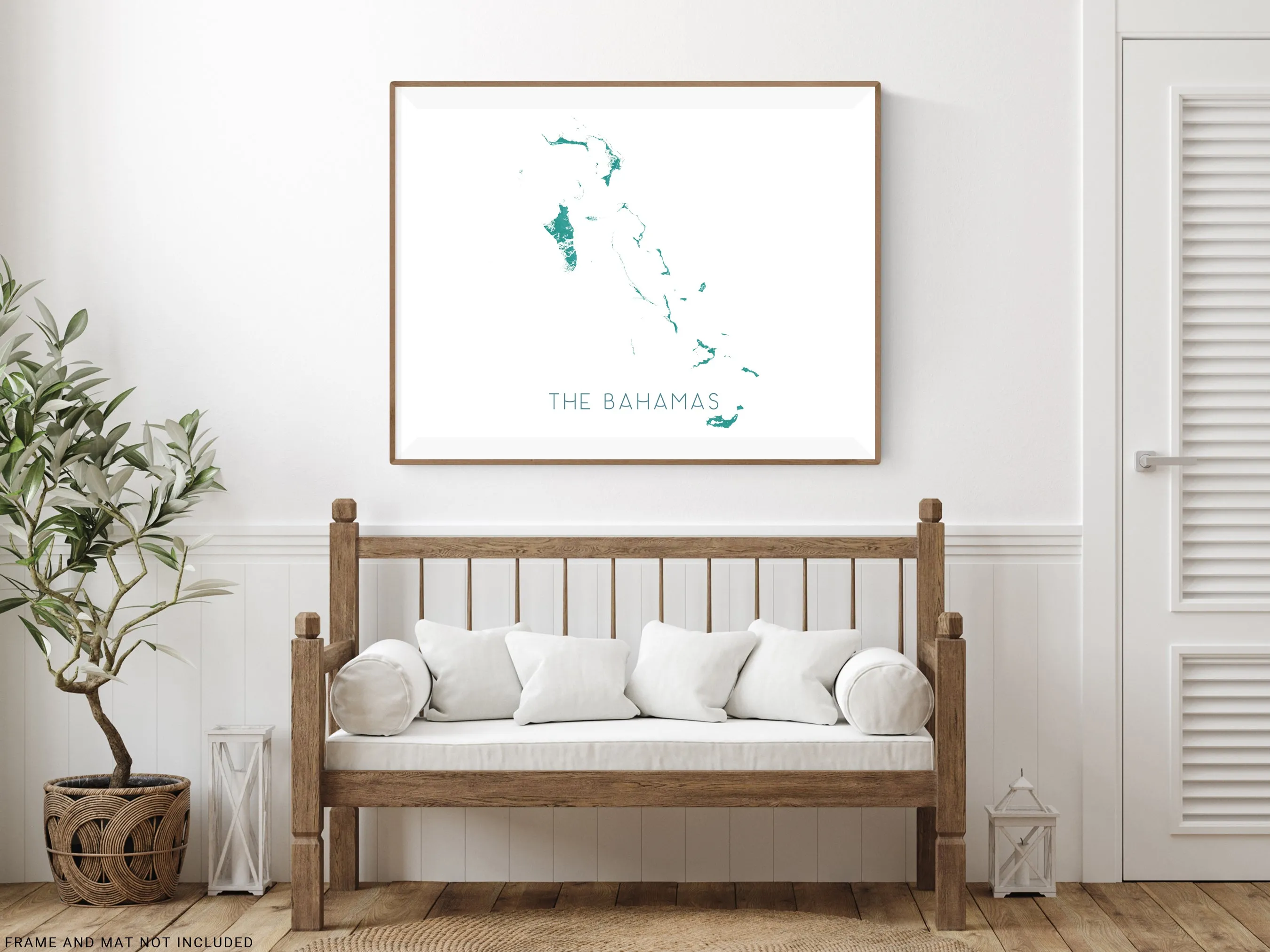 The Bahamas Map Wall Art Print, Turquoise Caribbean Islands Poster, Eleuthera, Exuma, Abacos