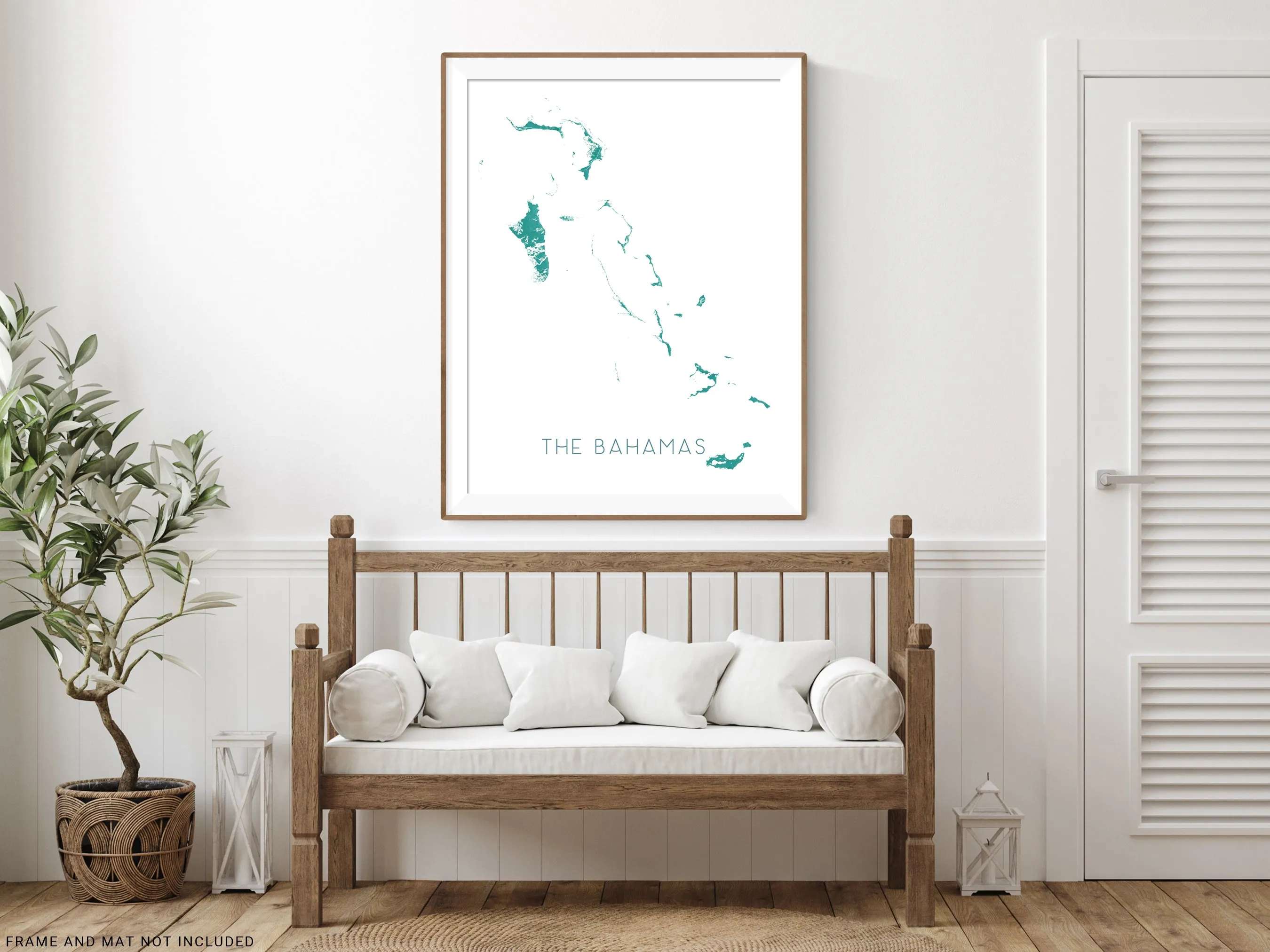 The Bahamas Map Wall Art Print, Turquoise Caribbean Islands Poster, Eleuthera, Exuma, Abacos