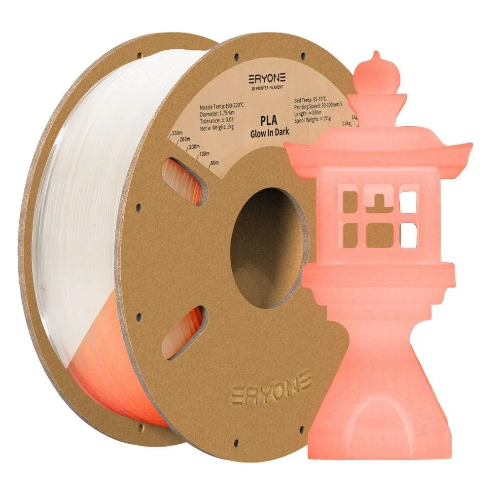 [US] ERYONE Glow in the Dark Filament: 1.75mm 1kg 3D Printer Luminous PLA Filament