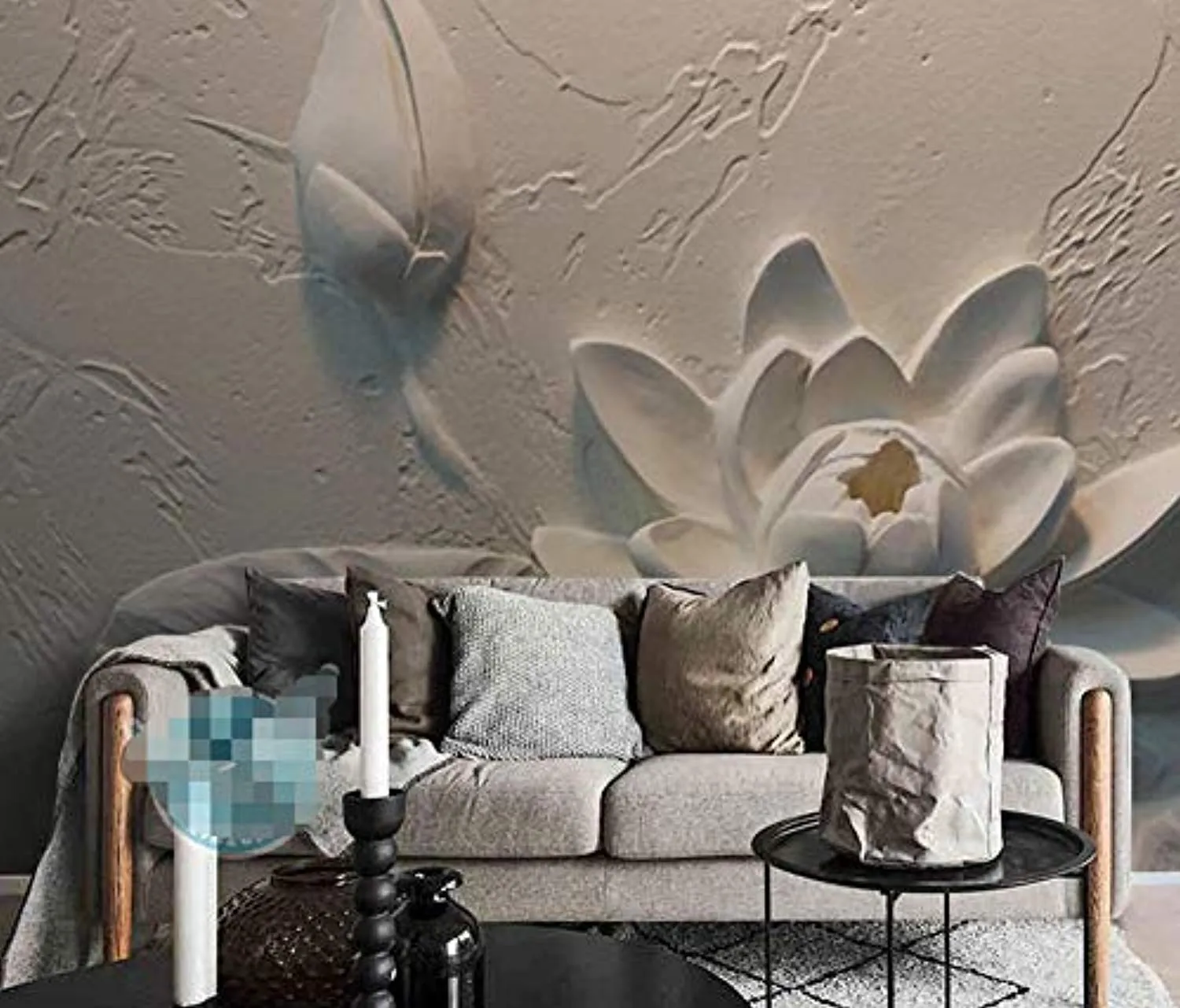 Wall Mural 3D Wallpaper Embossed Lotus Modern Living Room