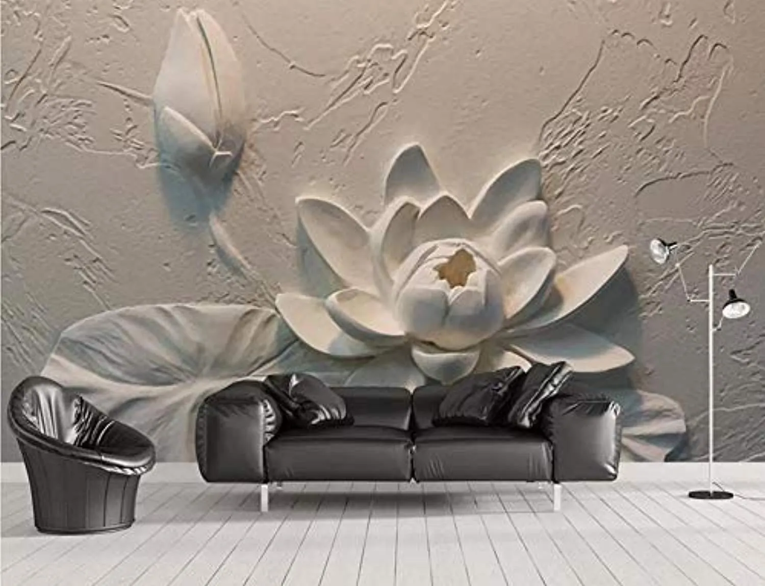 Wall Mural 3D Wallpaper Embossed Lotus Modern Living Room