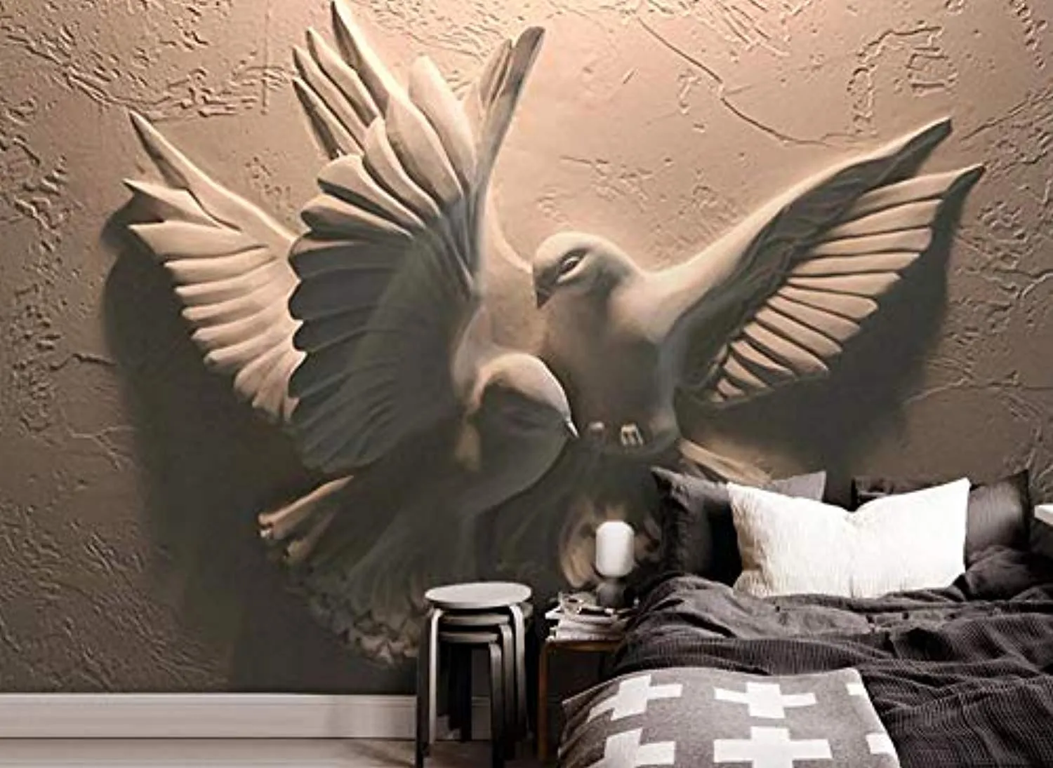 Wall Mural 3D Wallpaper Embossed Modern Minimalist Flying Pigeon Living Room - 350cm×256cm