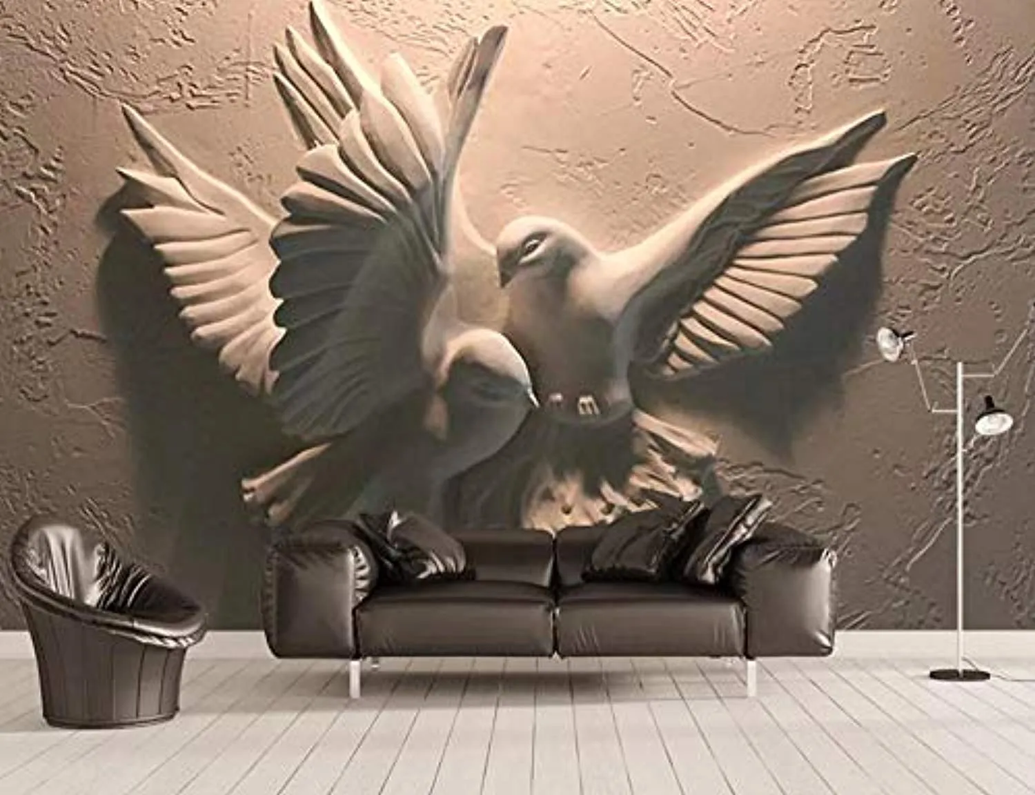 Wall Mural 3D Wallpaper Embossed Modern Minimalist Flying Pigeon Living Room - 350cm×256cm