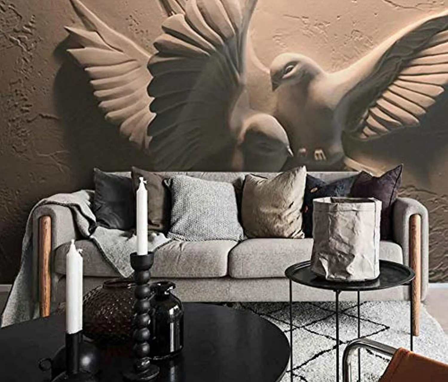 Wall Mural 3D Wallpaper Embossed Modern Minimalist Flying Pigeon Living Room - 350cm×256cm