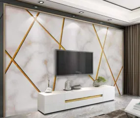 Wall Mural 3D Wallpaper Gold Line Geometric Texture Stone Pattern