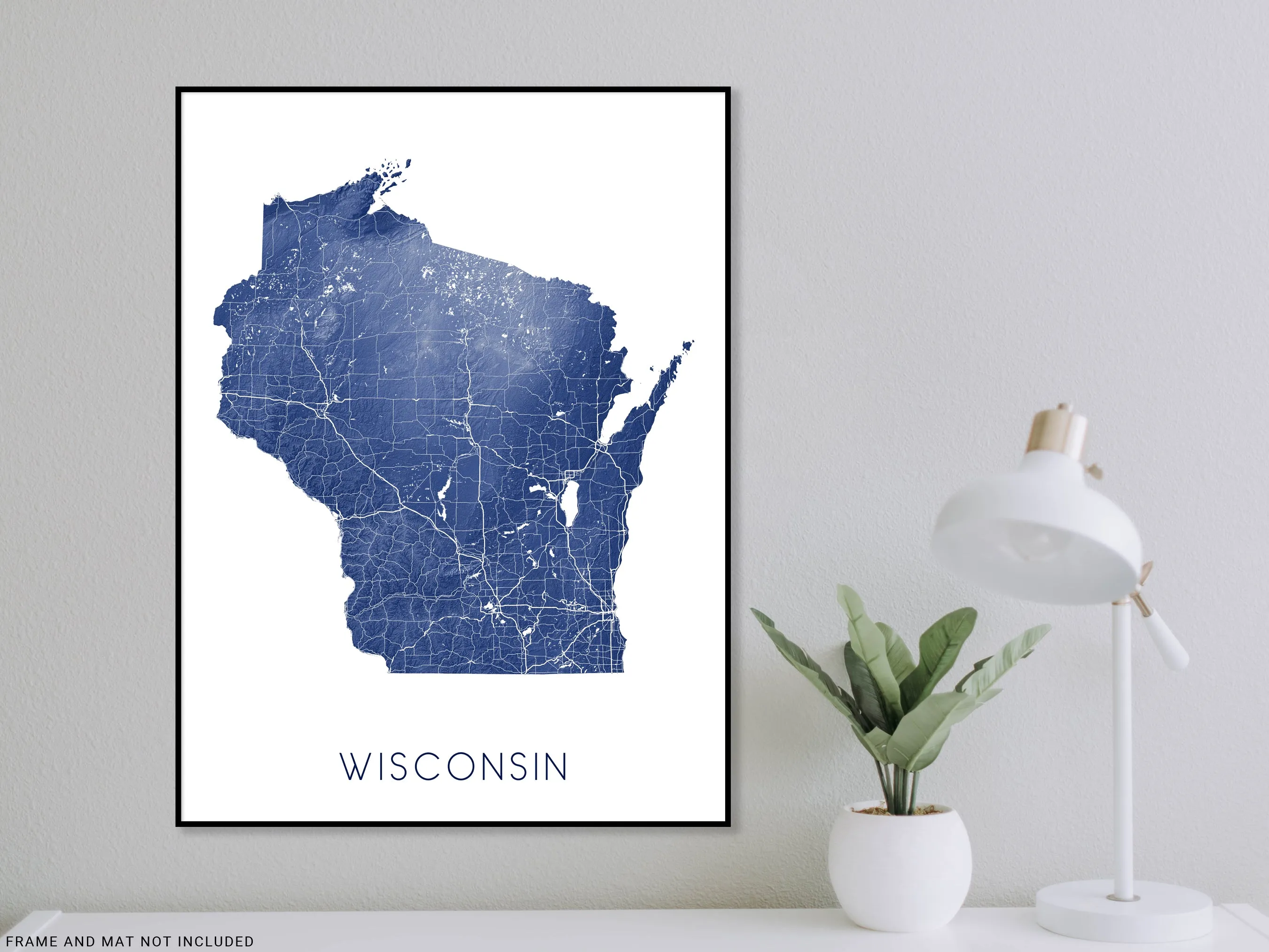 Wisconsin State Map Print - Topographic WI Map Wall Art Poster
