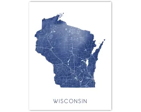 Wisconsin State Map Print - Topographic WI Map Wall Art Poster