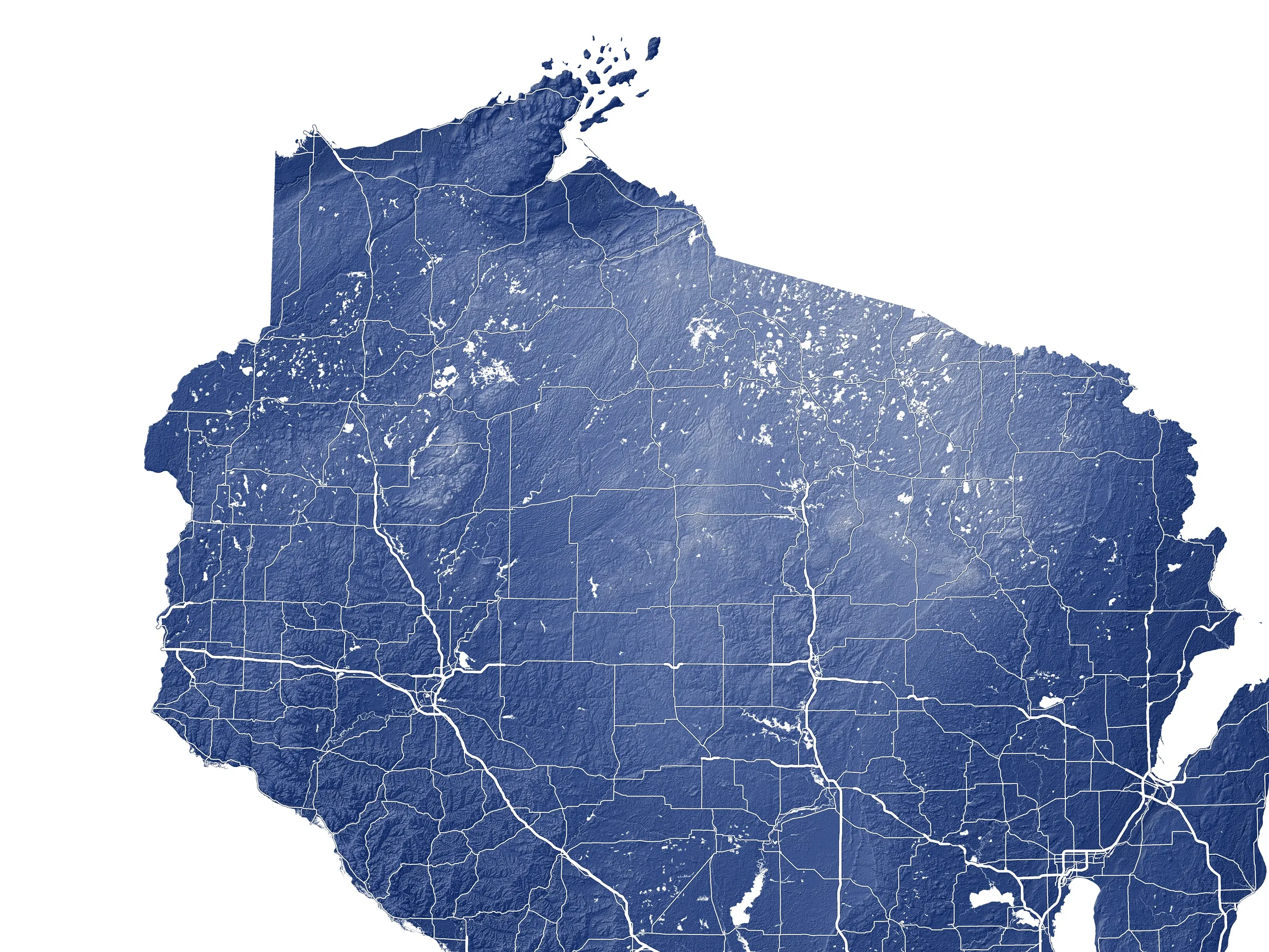 Wisconsin State Map Print - Topographic WI Map Wall Art Poster