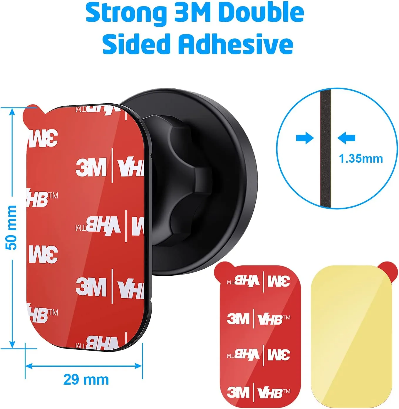 WixGear 3M [6 Pack] Sticky Adhesive Pads Replacement Mounting Tape, Dashboard Sticker Pads for Magnetic Phone Car Mount