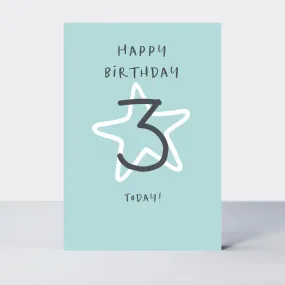 Wonderful You Age 3 Blue Birthday Card