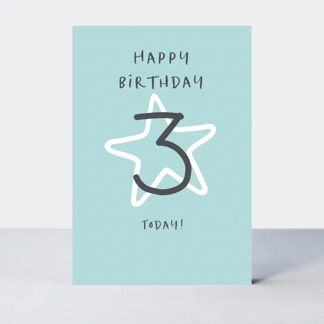 Wonderful You Age 3 Blue Birthday Card