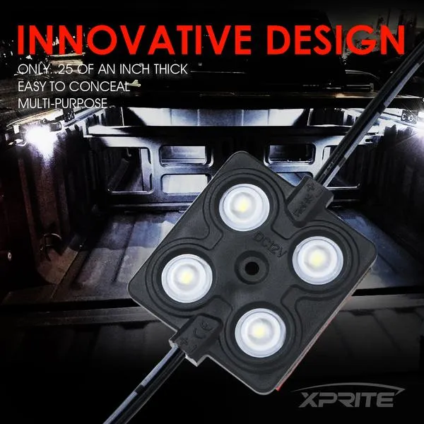 Xprite 8 LED Square Rock Light Pods Truck Bed Lighting Kit w/ Switch - DL-002-L4-W