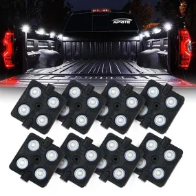 Xprite 8 LED Square Rock Light Pods Truck Bed Lighting Kit w/ Switch - DL-002-L4-W